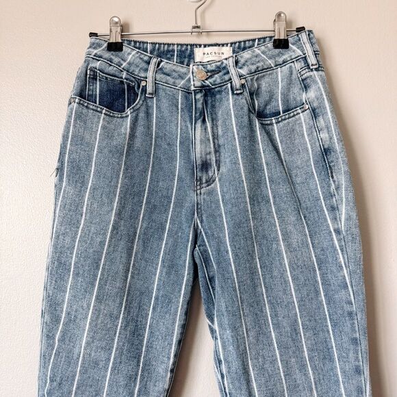 Pacsun Blue Vertical Stripe Print Mom Jean Size 26 - Picture 3 of 8